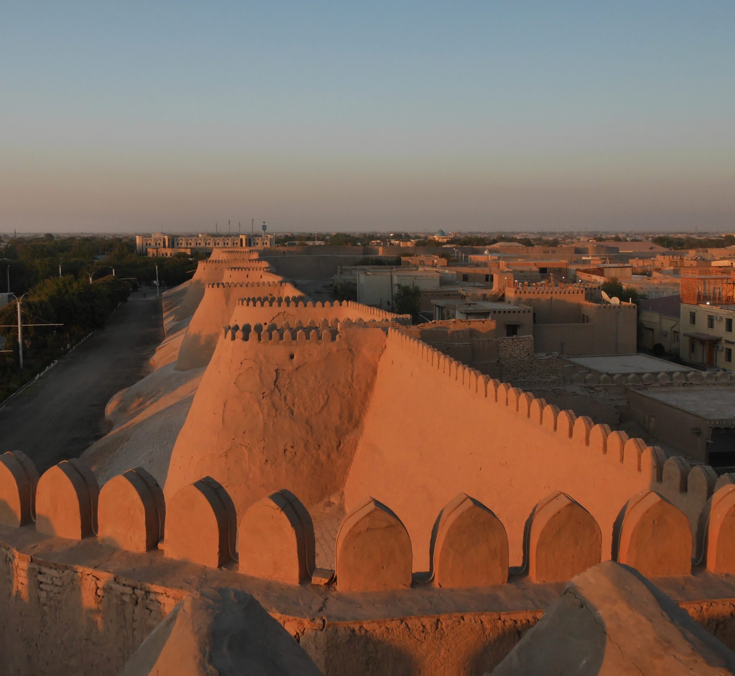 Walls of Khiva at sunset, Uzbekistan